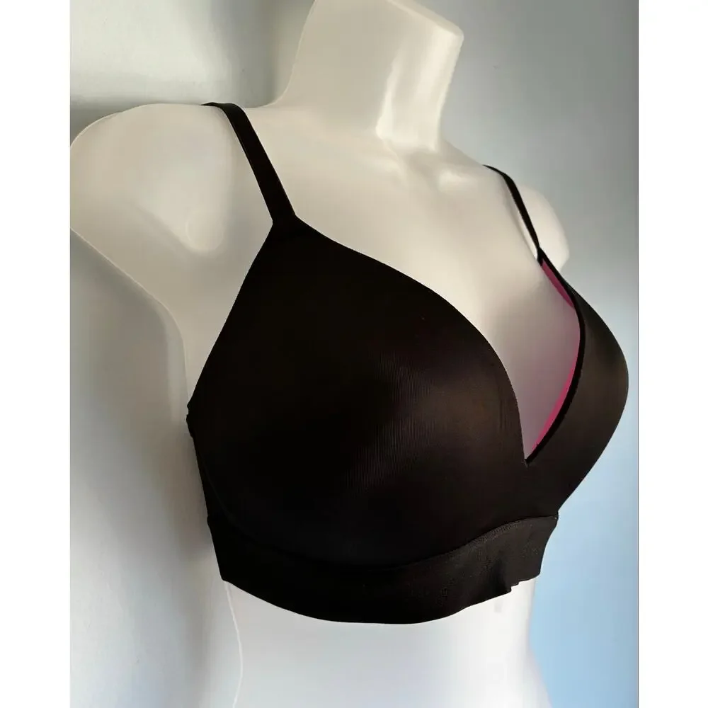 PINK Wear Everywhere Wireless Push Up Bra Black Comfort Everyday 36D